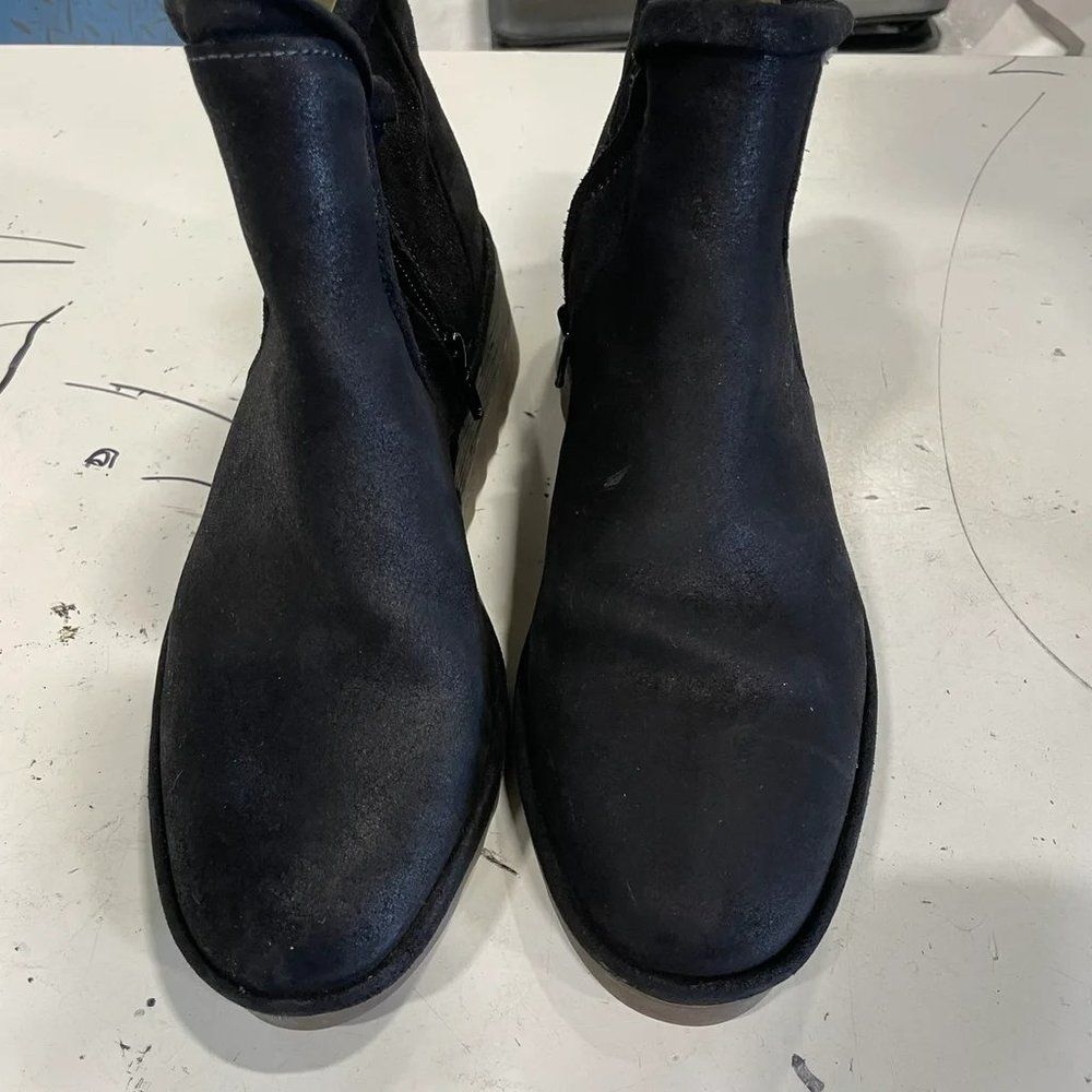 Fly London yama women's black suede wedge side zipper ankle boots size 9
